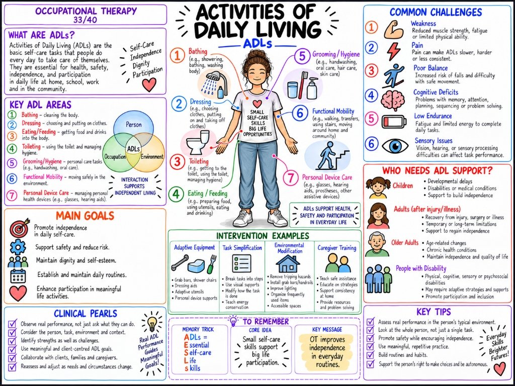 Activities of Daily Living (ADLs) (33/40) — Self-Care, Independence and Dignity