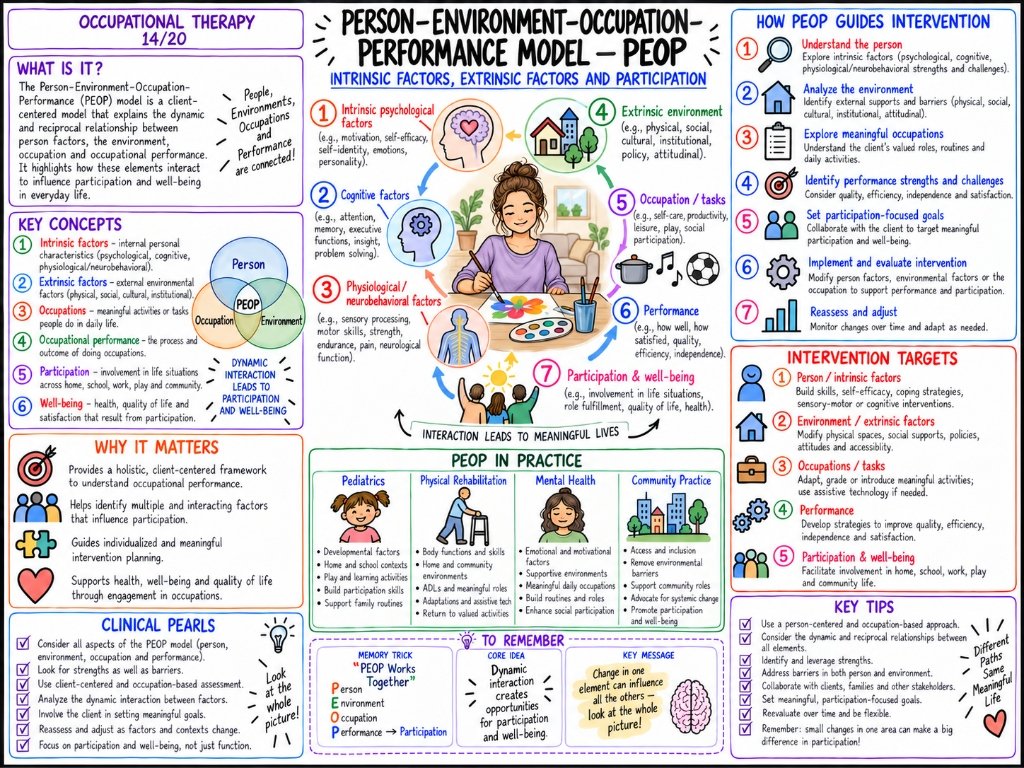 Person-Environment-Occupation-Performance Model (PEOP) (14/20) — Intrinsic Factors, Extrinsic Factors and Participation