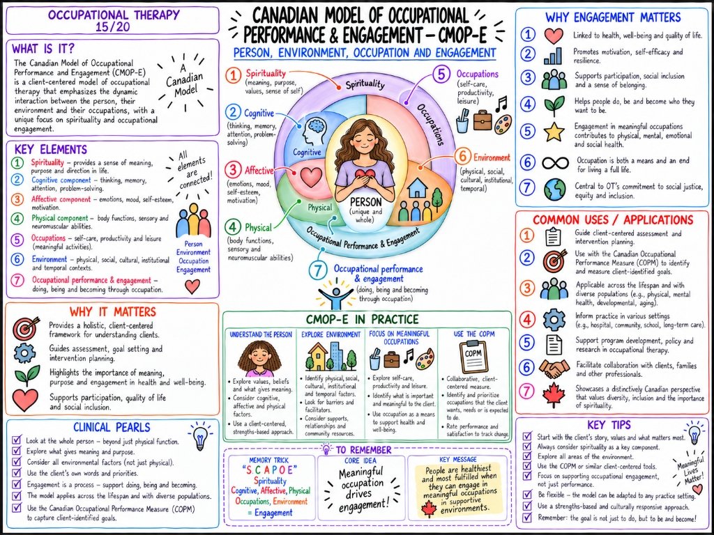 Canadian Model of Occupational Performance & Engagement (CMOP-E) (15/20) — Person, Environment, Occupation and Engagement