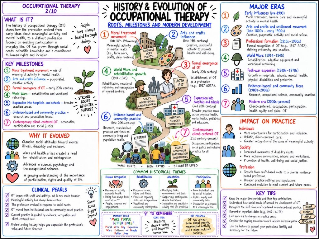 History & Evolution of Occupational Therapy (2/10) — Roots, Milestones and Modern Development